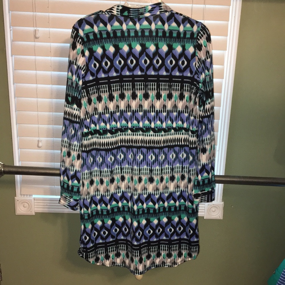 New NWT Turquoise Shirt Dress Stretch PM PL Navy - Picture 4 of 16